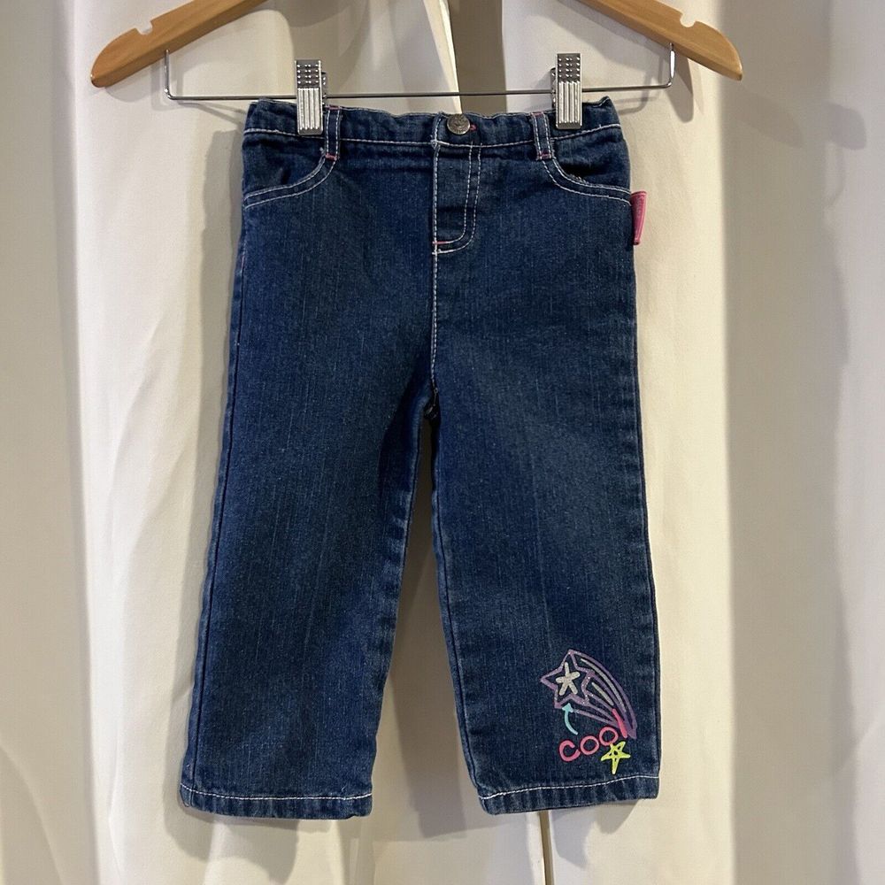 Sesame‎ Street Jeans Toddler Size 24 Months Blue Cotton Denim Embroidered